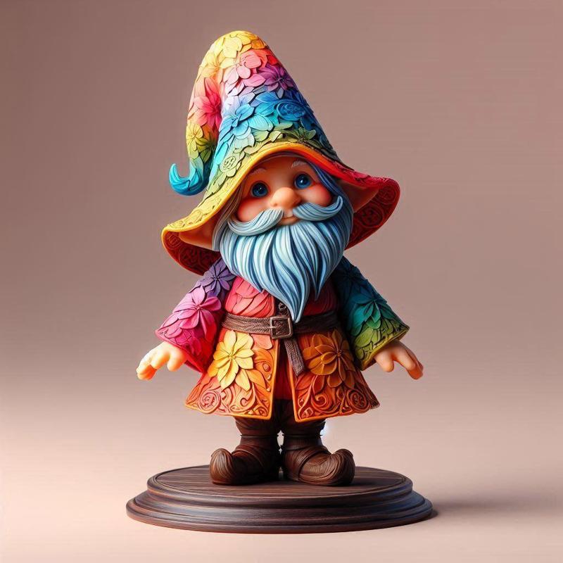 1042 Fairy Tale Gnome - Color Full-Body Figurine on Base, magic, creature, fantasy, wood, faun, gorgon, warrior, wild, fox, monster, cat, dog, fair, witch, werewolf, horror, beast, gothic, troll
