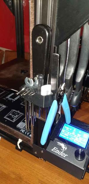 Ender 5 tool holder with tweezers, protected cleaning spike and USB cap