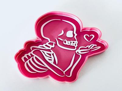 Pink Halloween tray skeleton kiss 