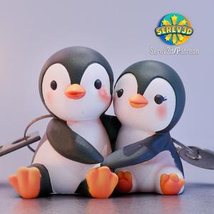 Hugging Penguin Couple - Festive Keychains - 3D Print STL/3MF
