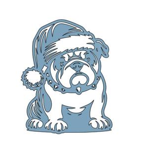 Bulldog Santa Hat Wall Art - Bulldogge mit Weihnachtsmütze Wandkunst