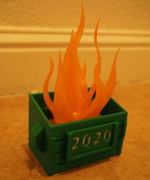 Dumpster Fire with Sign