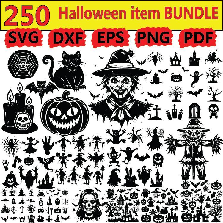 250 mixed halloween bundles svg, dxf, eps, png, pdf, file