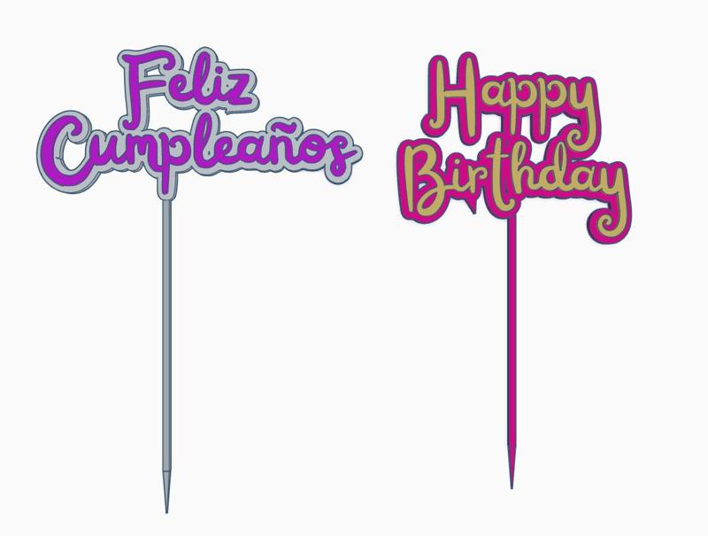 HAPPY BIRTHDAY CAKE TOPPER / TOPER DE TORTA FELIZ CUMPLE AÑOS / HAPPY BIRTHDAY
