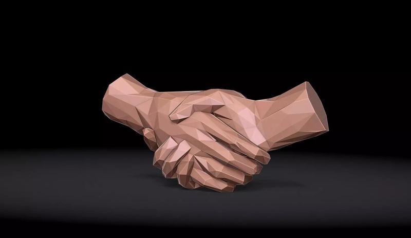Shake hands Triangulated Stylized