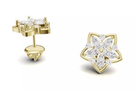Marquise Diamond Flower Style Earrings For Women