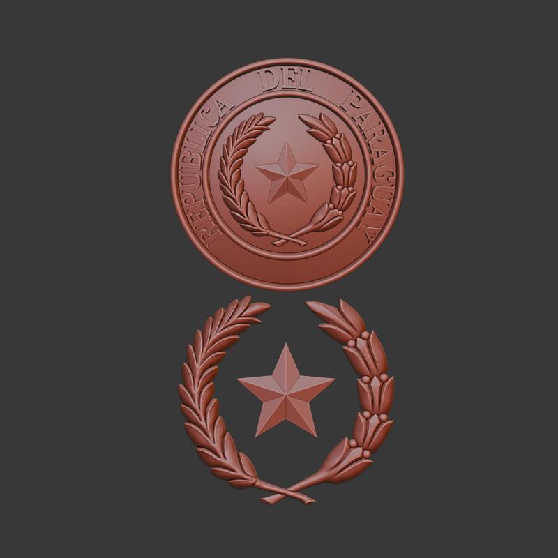 Paraguay emblem (coat of arms) 3d relief .stl files