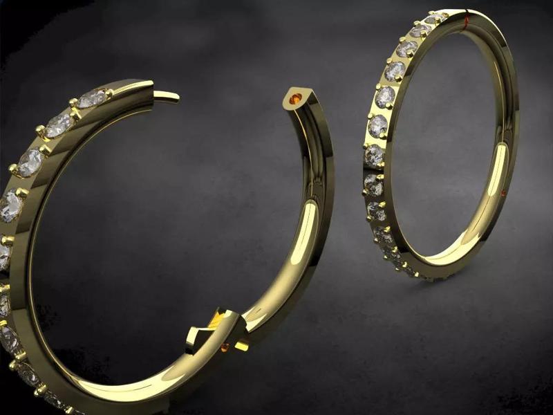 Set Piercing  4 sizes Segment ear and nose ring gem