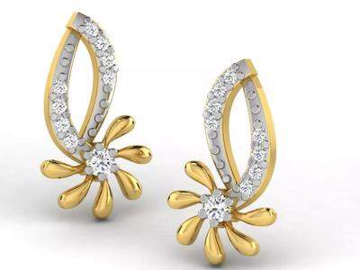 Gold Diamond Women Earring 3D print Model