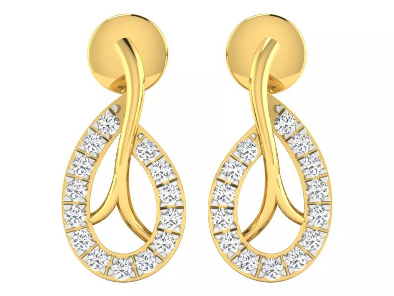 Solitaire Drop Earrings 3dm STL OBJ FBX Renders Details