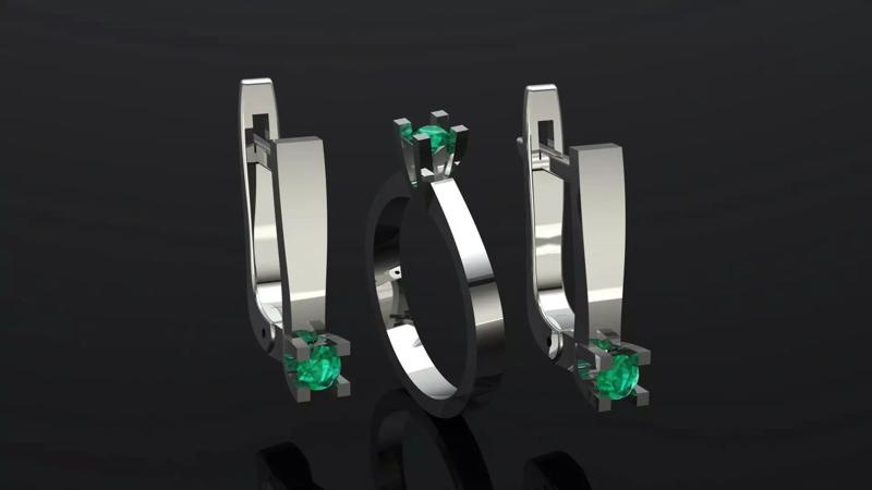 Ring and earrings with stones