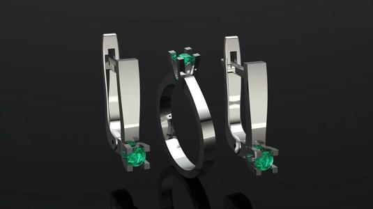 Ring and earrings with stones