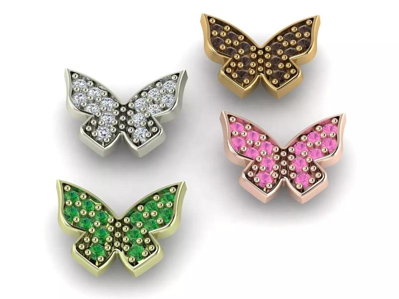Pendant earrings brooch or medallion with butterfly design