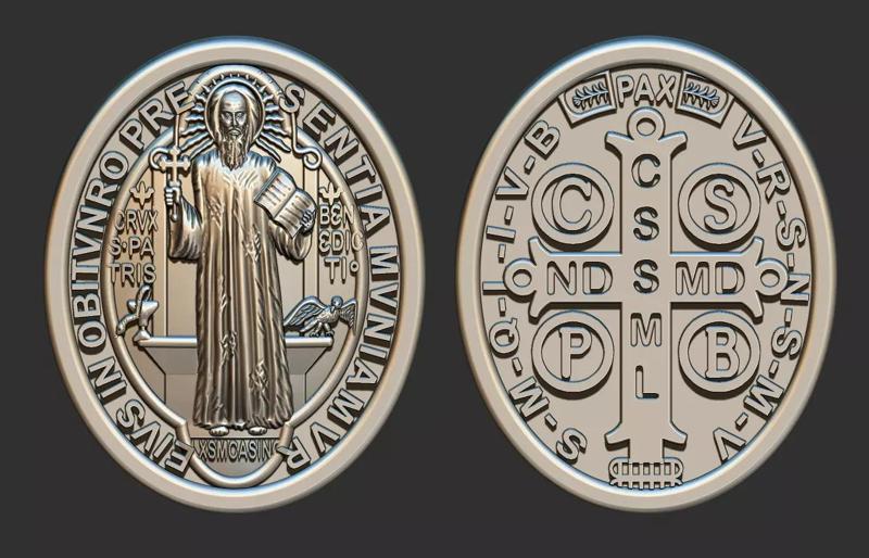 Saint Benedict Oval - Sao Bento Pendant Pingente