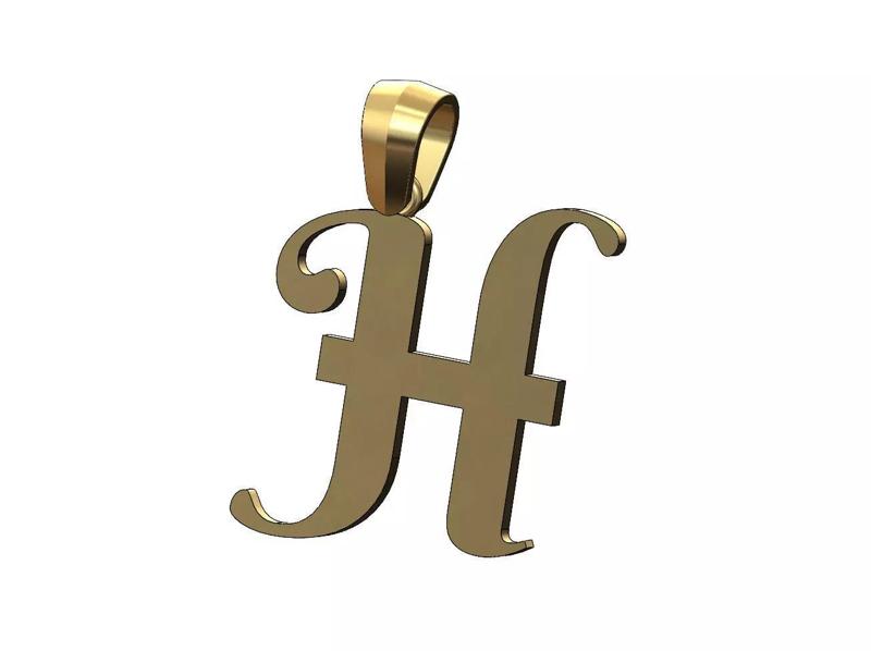 H letter initial berkshire swash font pendant charm bail