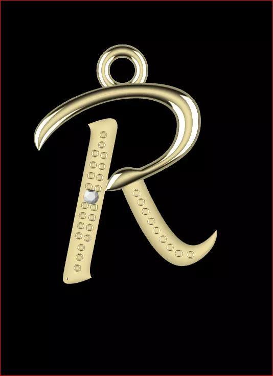 Letter P- Diamond-Studded 3D Model - R-24 3D print model
