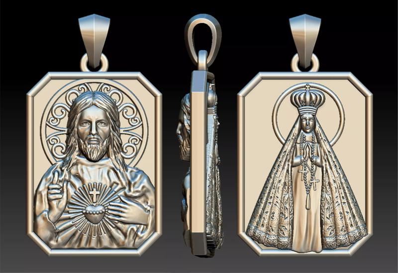 Jesus Christ And Our Lady Aparecida Pendant