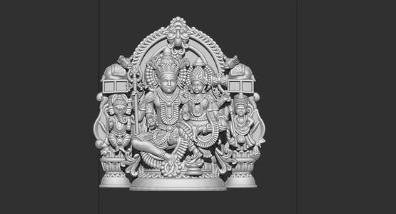 ready STL file of God Shiva Goddess Parvati Family