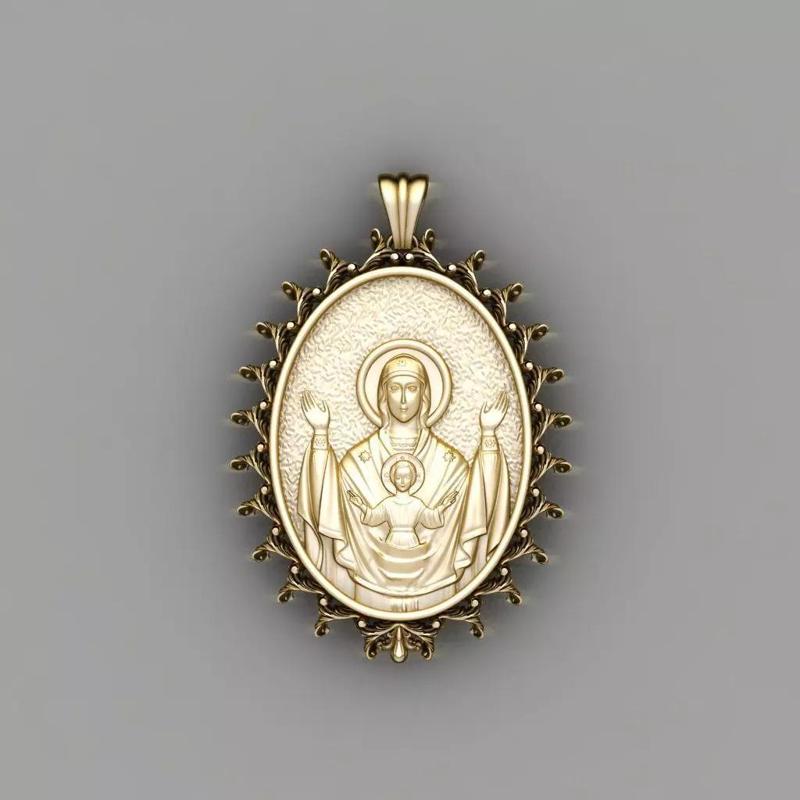 Holy Theotokos Pendant 3D Print Model