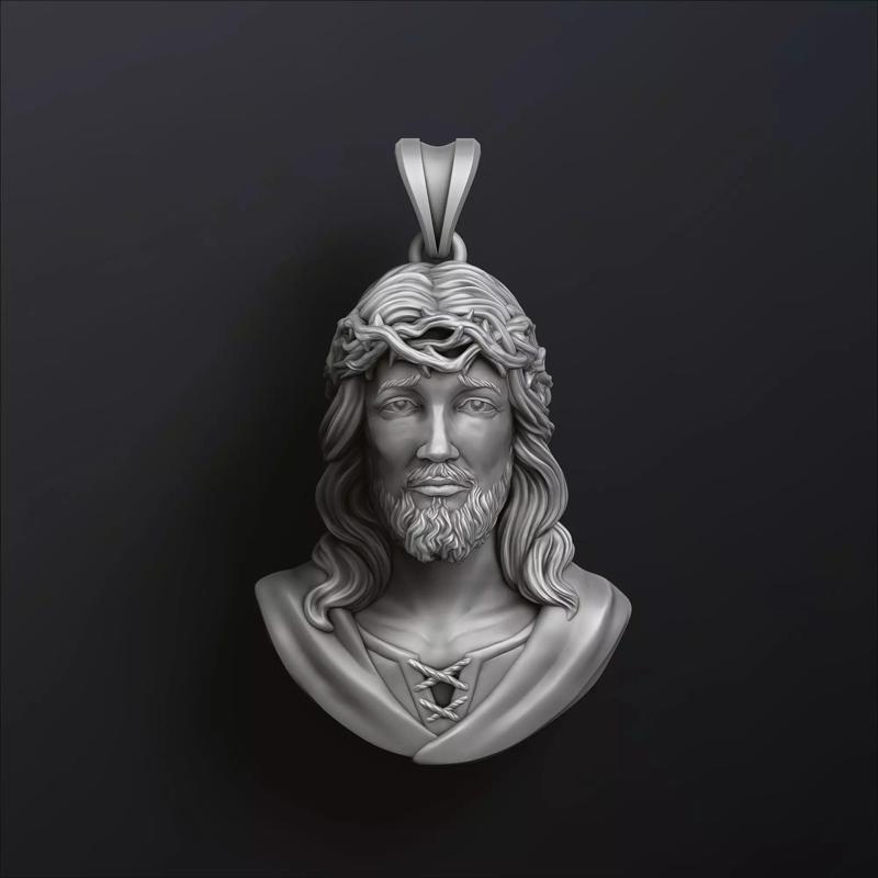 Jesus Christ Head With Thorns Pendant