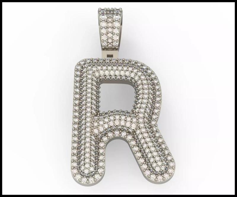 R BUBLLE FONT PENDANT
