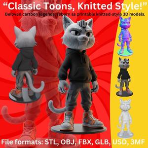 Streetwear Cat Figurine - Cool Urban Style 3D Model
