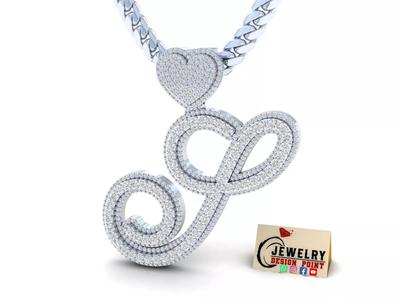 Custom Cursive Initial S Letter Diamond Pendant A to Z Alphabet