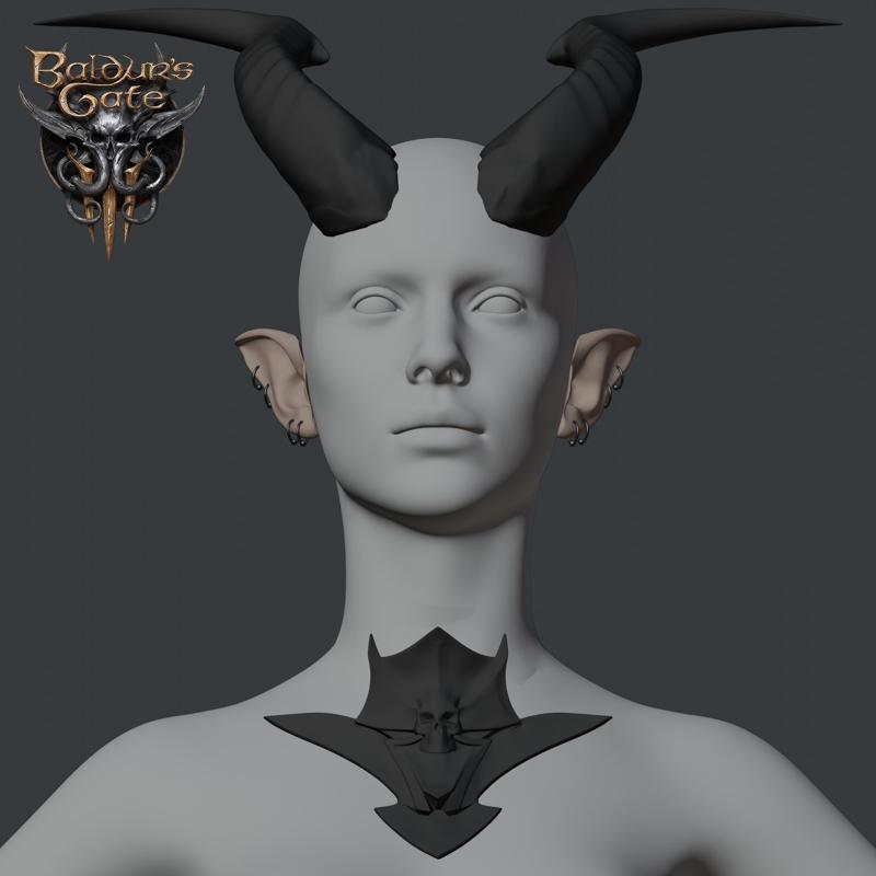 Baldur's Gate 3 TAV TIF F Cabin In Midgard Horns, Ears And Collar Cosplay