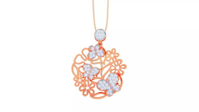 Butterfly Flower Mesh High Jewelry Pendant Earrings Set 3dm stl