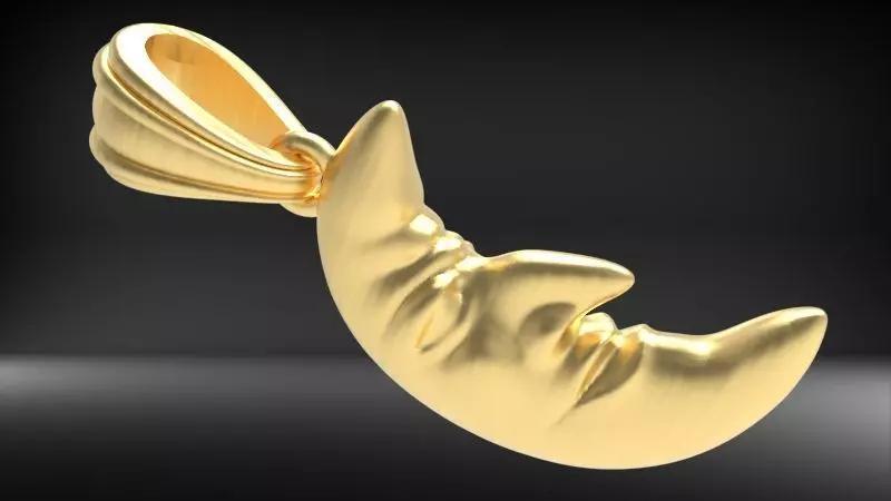 moon crescent face Charm Pendant Necklace Jewelry