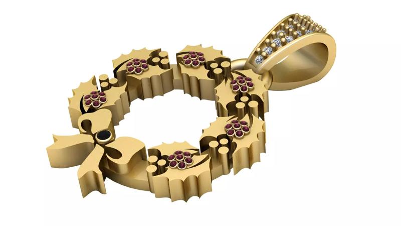 holiday wreath pendant 3D printable model