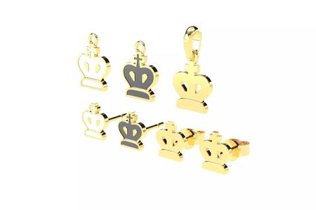 King pendants and earrings chess set