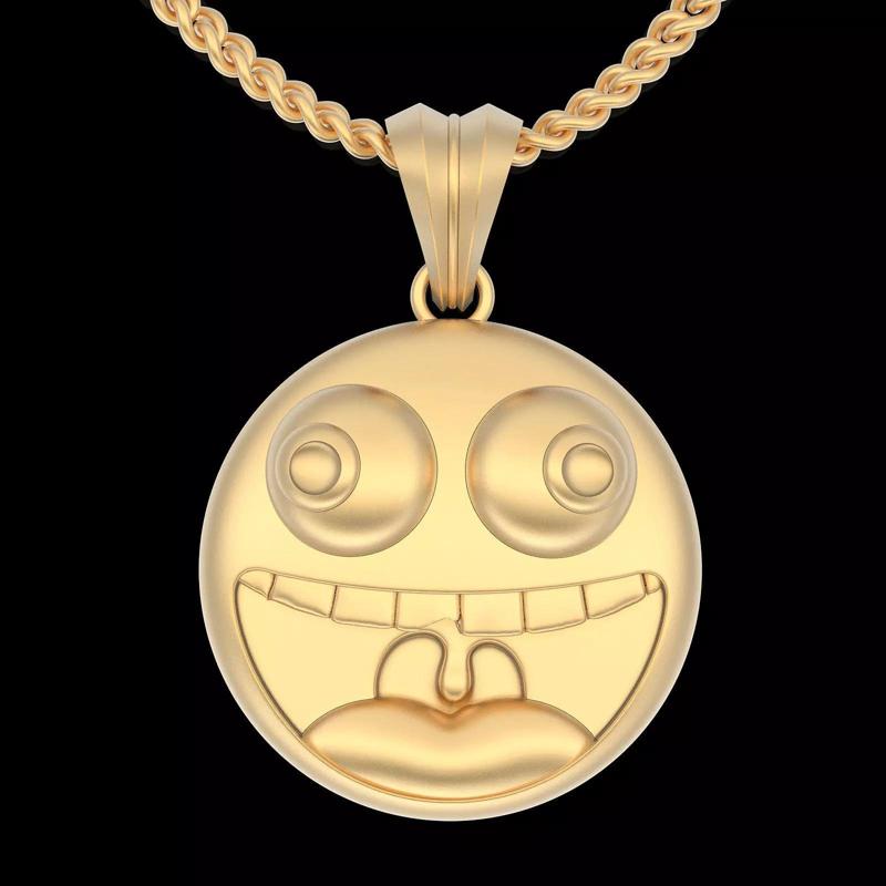 Emoji face comic pendant gold jewelry 3D printable model