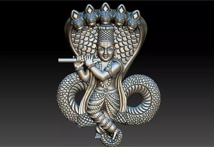 FIVE HEAD SNAKE WITH KIRSHNA DANCE