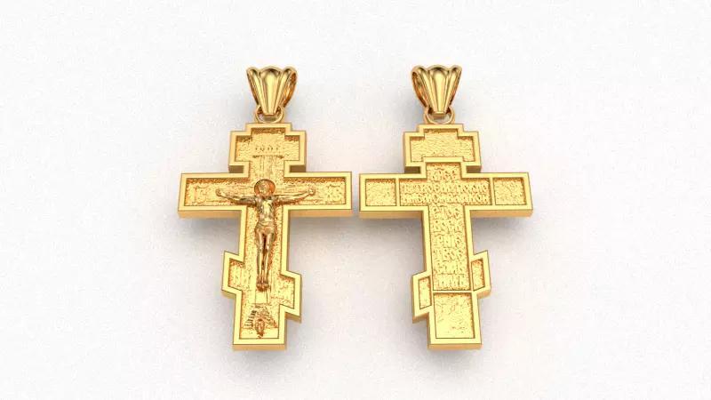 Krest-cross 3D print model russian gold cross pendant