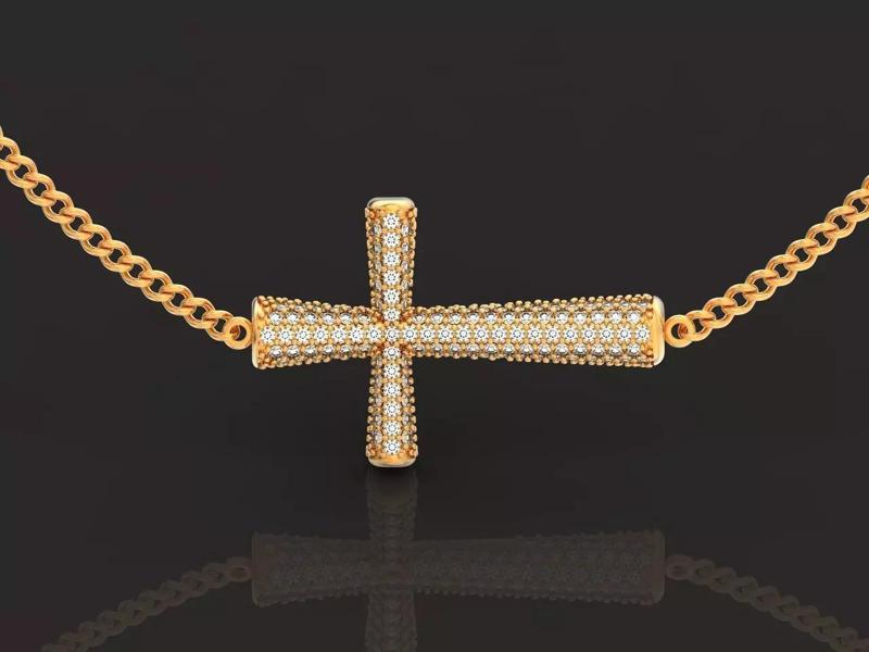 Sideways Cross Necklace for Women 1132