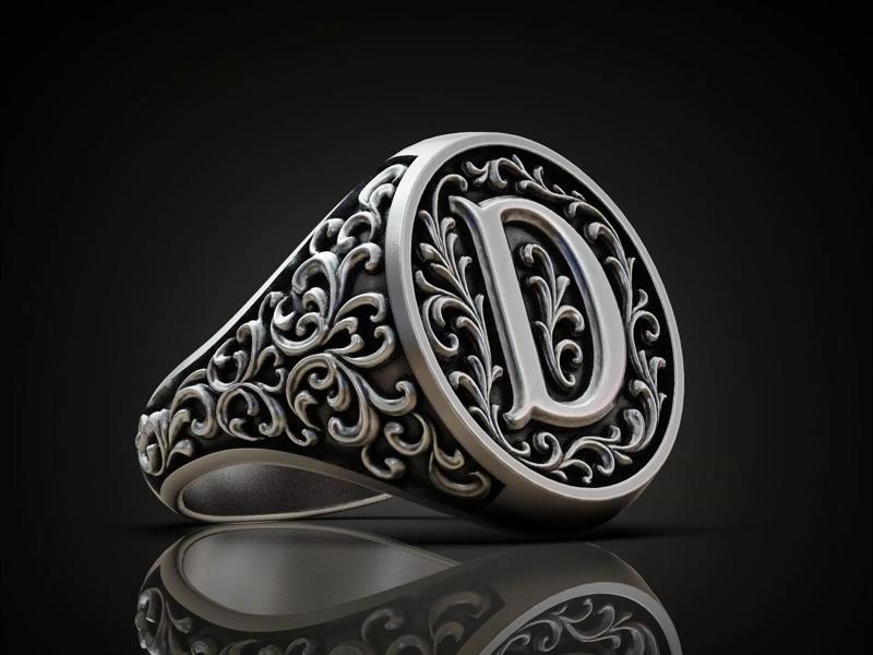 Monogram D Signet Ring  Vintage Ornament