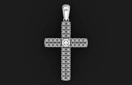 female pendant cross with two rows of diamond cushion 596