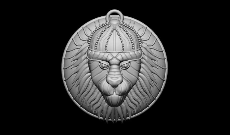 Royal Lion Head Pendant 3D Model