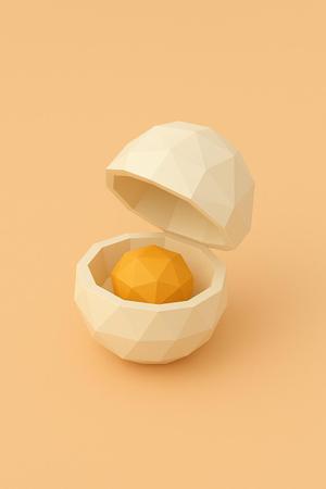 Low poly toy egg with yolk