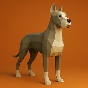 Great Dane Low Poly 3D Model