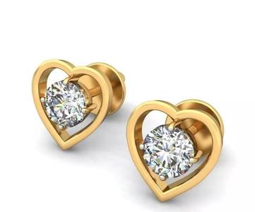 Solitaire Stud Heart Earrings 3Dm STL OBJ FBX Render Details
