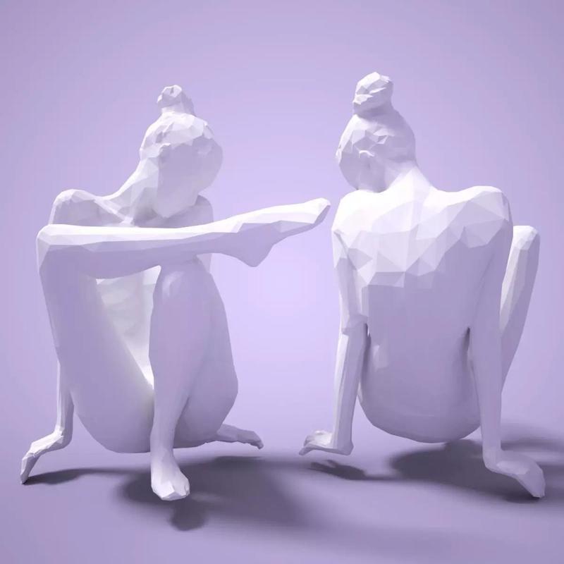 Fashion Girl Sitting Down Posing