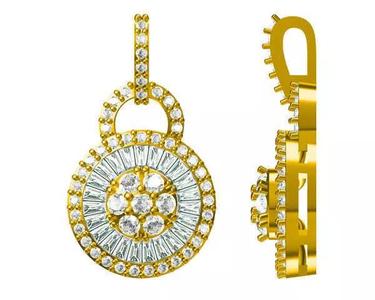 JCD format Classic round brilliant shape baguette cut  design