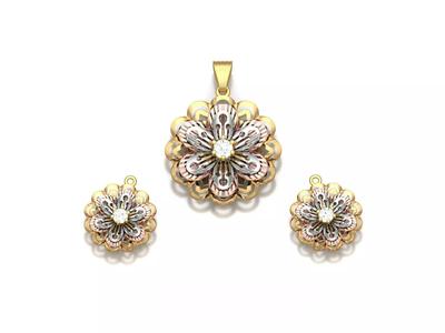 Pendant or necklace and multi piece earrings