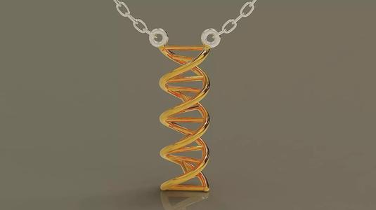 Double Helix DNA gold necklace