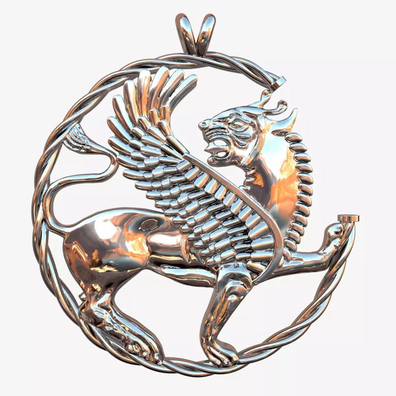 shirdal silver pendant with lion