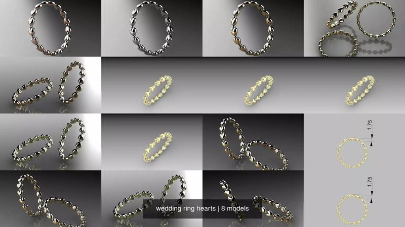 wedding ring hearts 3D Model Collection