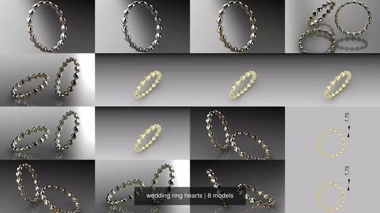 wedding ring hearts 3D Model Collection