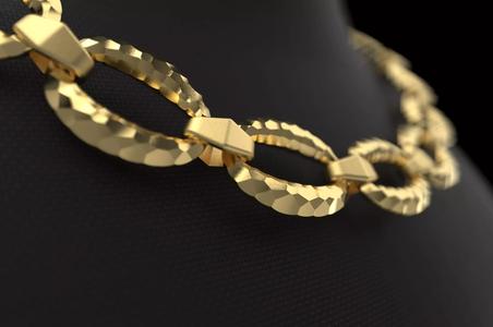Faceted asymmetric pattern Hermes Chain link Necklace